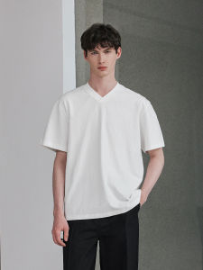 Lilbetter Breathable Knitted Soft T-Shirt V-Neck Short Sleeve Geometric Texture Summer Slim Fit Casual Fashion Urban Style