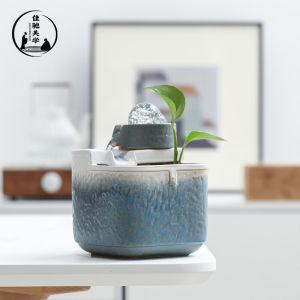 Modern Minimalist Desktop Water Flow Ornament Living Room Entrance Wealth Attracting Feng Shui Wheel Humidifier Zen Fountain Landscape Decoration