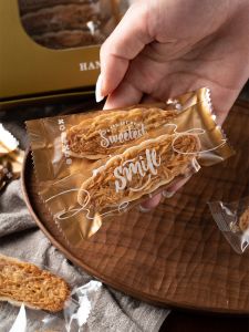 Trendy Glutinous Rice Cake Packaging Bag Caramel Almond Nutty Crispy Sealed Bag DIY Biscuit Box 100 Pieces Inclusion