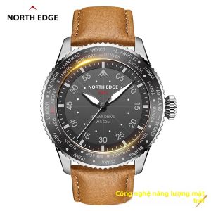 Đồng Hồ Nam NORTH EDGE 2024 MACH Năng Lượng Mặt Trời Máy Quartz Dạ Quang Chống Nước 50M Kiểu Phi Công Thể Thao Mặt Số Lớn Ba Kim