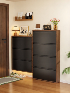 HAOJIUBUJIAN | Vintage Ultra-thin Steel Wood Shoe Cabinet