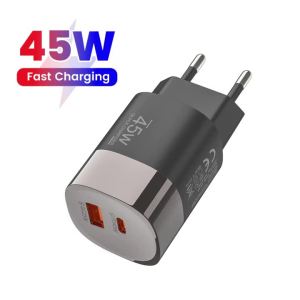 Sạc Nhanh USB C 45W Hai Cổng QC 3.0 Dành Cho iPhone Samsung Huawei Xiaomi - Sạc Điện Thoại Di Động Nhanh USB PD