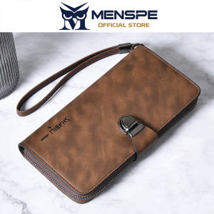 MENSPE Mens Long Wallet Multi-Functional Large Capacity Handbag Zipper Wallet Retro Soft PU Business Purse Multi-Card Position ID Credit Cards Holders Coin Pouch