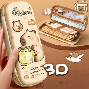 MENGLIANG 2 Layers 3D Pencil Case Waterproof Capybara Pen Box Multifuncional Large Capacity Storage Box Students