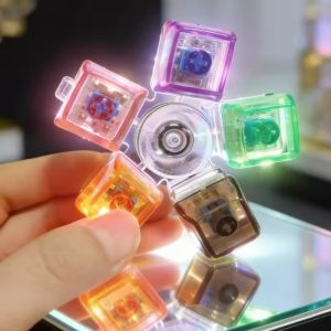 LED Light-Up Keychain Keyboard Clickable Button Fidget Toy for Stress Anxiety Relief Portable Desk Accessory Office Decor Gift