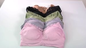 Bra Wanita V Neck Brukat Tanpa Kawat Kode Bh Sport Wanita Tanpa Kawat PST