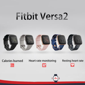Fitbit Versa 2 Health and Fitness Smartwatch with Heart Rate Music Alexa Built-In Sleep and Swim Tracking Black/Carbon