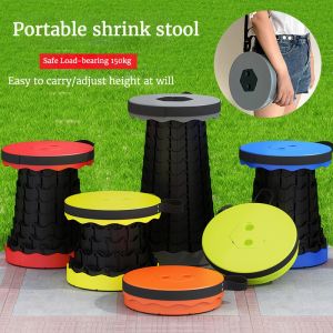 Portable Retractable Stool Outdoor Folding Stool Adjustable Home Round Stool Travel Queuing Stool Plastic Fishing Stool