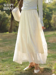White Chiffon Elastic Waist A-Line Skirt