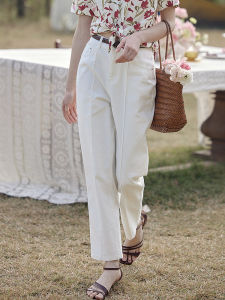 High Waist Straight Leg Retro Denim Cotton Womens Slimming Pencil Jeans Casual Nine Point Length Thin Fabric Spring Summer