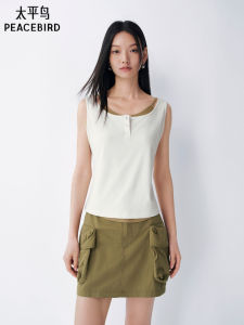 PEACEBIRD | Color Block Faux Layer Workwear Henley Vest