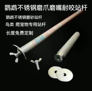 Stainless Steel Parrot Stand Rod Bird Cage Grinding Station Anti-Bite Claw Grinding Mouth Biting Resistance Metal Stand Pole