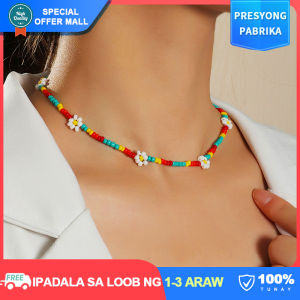 【2023 New】Bohemian Style Bead Flower Necklaces Handmade Woven Colorful Beaded Bracelet Beach Holiday Little Daisy Clavicle Chain Fashion Chain Necklace Gifts