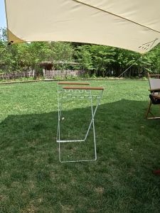 Nature Camp Outdoor Trash Rack Foldable Camping and Household Garbage Rack Utility Rack Kitchen Storage Rack Wooden Handle Trash Stand