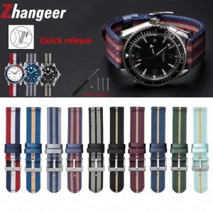 Zhangeer 18mm 20mm 22mm 24mm Quick Release Woven Canvas Nylon Watch Strap Sport Watch Bracelet Universal Wristband Silver Pin Buckle Watch Accessories with Tool