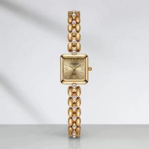 Luxury Brand Womens Watches Fashion Square Gold Watch For Woman Minimalist Elegance Lady Bracelet Wristwatch Gift Reloj Mujer
