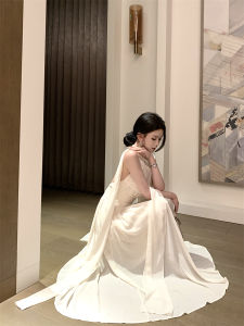 French Elegant Backless Sashless Sleeveless Summer Slim Fit Holiday Dress Womens Long Skirt Pure Desire Waist Cinch A-Line Dress