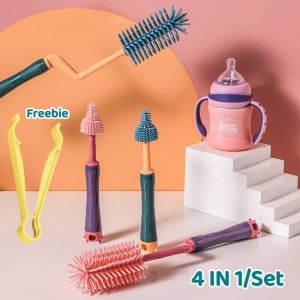 BUY 1 TAKE Freebie 4 In 1 Bottle brush 360 degree rotary brush Silicone brush Baby Pacifier cleaning brush