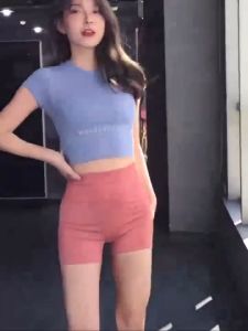 Fitness Yoga Pant Women Stretch Sports Seamless Abdomen Shaping High Waist Tight-Fitting Short