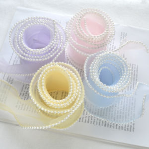6cm Pearl Lock Fishtail Yarn Strip Handmade Hair Accessories Headdress Material DIY Princess Style Ribbon Clothing Accessories Belt
