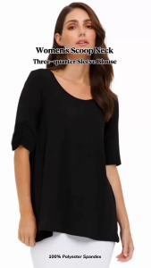 C*to Womens Scoop Neck Three-quarter Sleeve Blouse/ BLOUSE WANITA LENGAN KERUT
