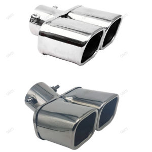 Muffler Tip Dual Outlet Universal Square Exhaust Tip Exhaust Pipe Stainless Steel Exhaust Tip Nozzle Car Tail Throat Accessories