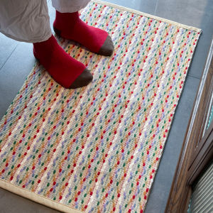 American Style Cotton Yarn Woven Door Mat Anti-Slip Bathroom Bedroom Living Room Floor Mat Water Absorbent Door Rug