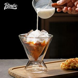 Bincoo Coffee Cup Glass Mug ice American Italian Extract Cup Double Coffee Scholarship Drink Drink Cup Ladie Cup 180ml