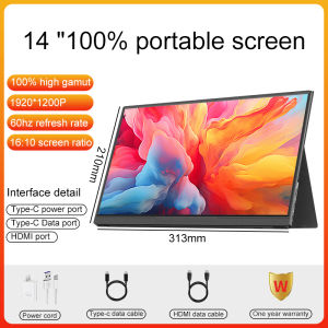 LANLIPU | LANLIPU 14inch Portable Monitor 100%sRGB 1200P USB-C HDMI Travel Monitor External Second Computer Display for PC Mac Phone/PS4/5