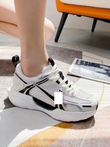 Leather Dad Shoes Womens Summer Thin Mesh Single Running Shoes Ultra-light Casual Sports Retro Style round Toe Rubber Sole