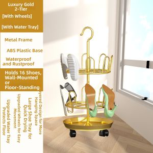 Rotatable Shoe Drying Rack With Water Tray