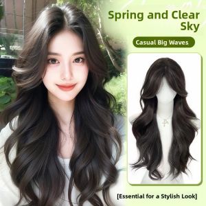 MONLEYTA | Womens Full Head Wig Natural Looking Long Curling Hairpiece Volumizing No Need To Wear A Cap Daily Whole Wig Cover