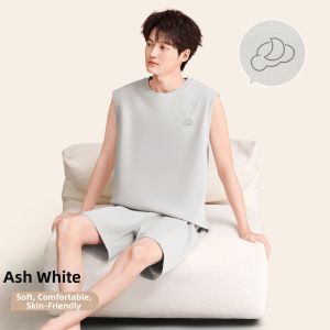 Cotton Oversized Mens Pajama Vest Set