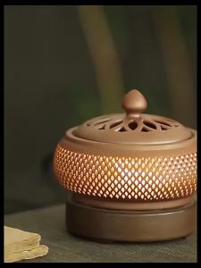 Lò Đốt Trầm Điện Gốm Sứ Cao Cấp Sạc Lại Được Máy Khuếch Tán Hương Thơm Cho Nhà Văn Phòng Yoga Đèn LED Sang Trọng Máy Làm Ấm Hương Thơm