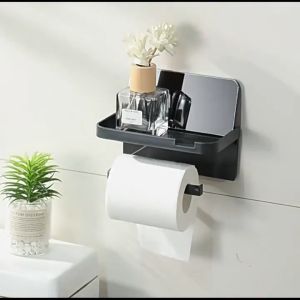 Durable Bathroom Tissue Phone Holder Shelf Wall Mounted Toilet Paper Roll ABS Storage Rack Waterproo
