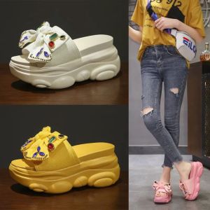 Womens Bow Slippers New Wear Muffin Thick Soled Womens Slippers Inside Increased Half Drag