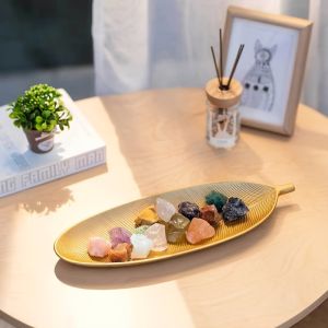 Nordic Wooden Tray Gold Leaf Shape Serving Tray Jewelry Pallet Fruit Snack Candy Dish Table Decoration Storage Organizer