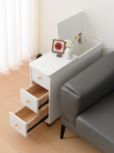 Narrow Solid Wood Sofa Side Table Bedside Cabinet Long Strip Storage Cabinet for Bedroom Living Room Cream Style Furniture