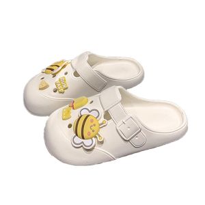 Adorable Bee Hole Shoes Womens Summer 2024 New Slippers Indoor Home Beach Anti-slip Slip-On Shoes Outdoor Wear PVC Material