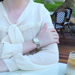 OLEVS Jam Tangan Wanita Terbaru 2024 Anti Air Bercahaya Kalender Berlian Dial Stainless Steel Elegan Mewah