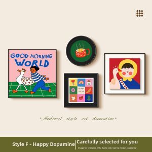 HAIMASHENGKANG | Dopamine Colorful Vintage Style Cartoon Decorative Painting