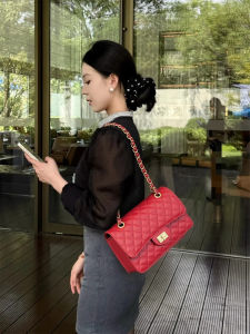 Red Chain Square Womens Bag 2025 New Luxury Sensation Crossbody Wedding Bag Soft Handbag Korean Style Single Shoulder Bag
