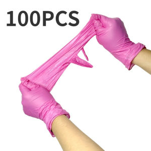 20/50/100PCS Deep Pink Disposable Nitrile Gloves Cleaning Multi-Purpose Durable Cleaning Gloves Pet Bathing Gardening Work