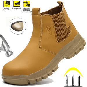 Lightweight Steel Toe Work Shoes for Men Construction Safety Sneakers Anti-Puncture Outdoor Boots with Anti-Smash Protection