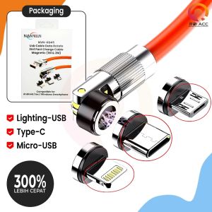 [RO ACC] NANVAN NVN-KD45 3IN1 KABEL DATA CHARGER MAGNETIC MICRO USB / TYPE TIPE C / LIGHTING USB PREMIUM FAST CHARGING FOR ANDROID / IOS / IPHONE