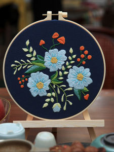 QINGPIN | Handmade Embroidery DIY Kit Living Room Decorative Wall Art Flower and Plant Design
