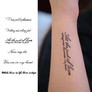 Sentence pattern lasting 1-2 weeks waterproof temporary tattoo stickers realistic semi-permanent fake tattoos for the arms