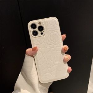 CrashStar Fashion Retro Camellia Flower Leather Soft Silicone Shockproof Phone Case For iPhone 17 16 15 14 Pro Max Plus Air 13 12 Pro Max Mini 11 Pro Max X XR XS Max 8 + 7 Plus Luxury Phone Cover Casing Shell With Full Cover Camera Protection