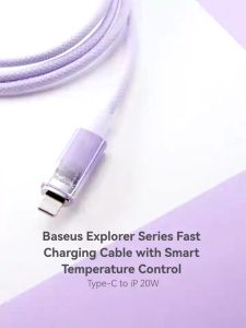 Cáp Sạc Nhanh Tự Ngắt khi quá dòng quá nhiệt Type C to IP Baseus Explorer Series 2 PD 20W (Smart Power-Off Fast Charging Cable)