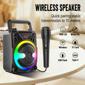 ZQS1366 40W Mini Bluetooth Speaker With Microphone RGB Led Lighting USB/TFCard Fm Function For Outdoor Live Karaoke Performance